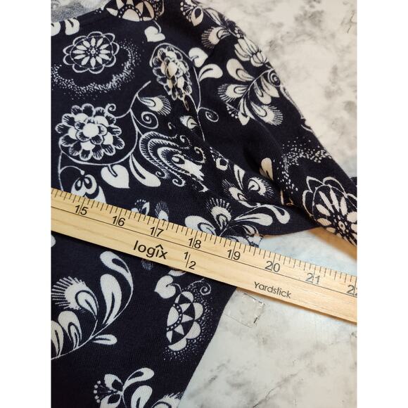 Ann Taylor Loft Women Black Floral Pima Cotton Long Sleeve Button Front Blouse L - Picture 5 of 6